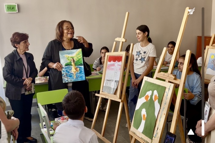 MLK's niece tells child victims of ethnic cleansing, violence how art helped her overcome the pain her life