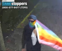 Masked suspect vandalizes 3 NYC churches with 'anti-Christian' messages while carrying LGBT flag