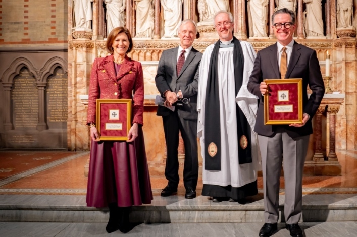 Stephen Colbert, wife given 'servant leadership' awards by largest Episcopal seminary