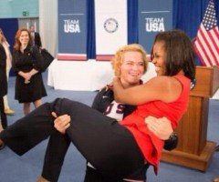 Michelle Obama Olympics Speech Ends With Lift From Wrestler Elena Pirozhkova (PHOTO)