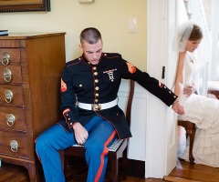 Viral Photo Shows Marine Praying With Bride Before Wedding Ceremony